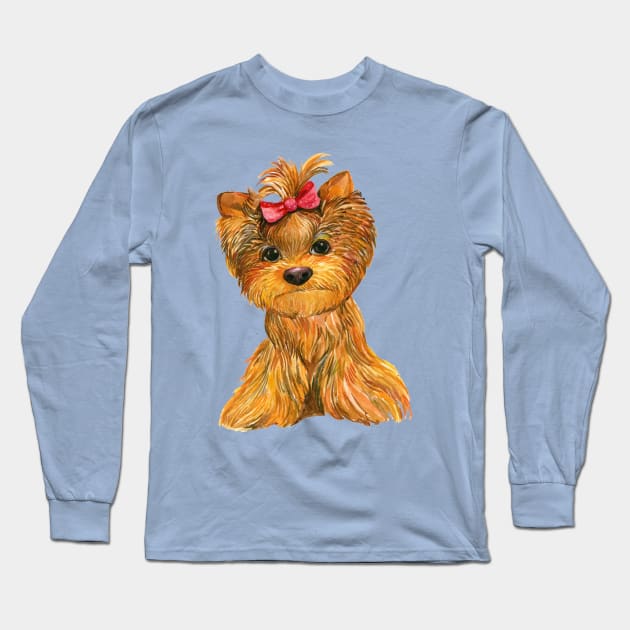 Yorkie Pup Long Sleeve T-Shirt by Imp's Dog House